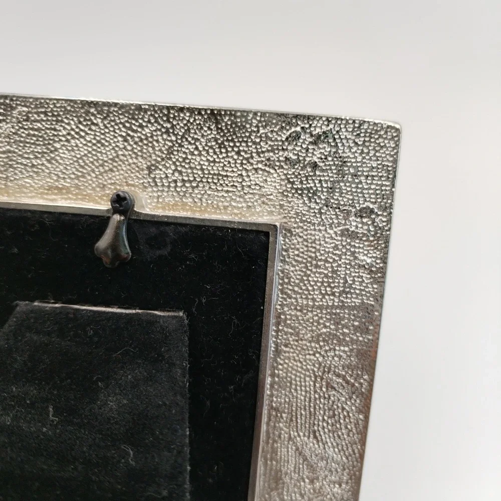 Vintage Art Deco Style Mini Picture Frame Black Enamel Rhinestone Square 2x2
